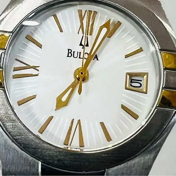 Bulova White 2-Tone Stainless Steel Women's Watch 98U28 6in. - Picture 2 of 15